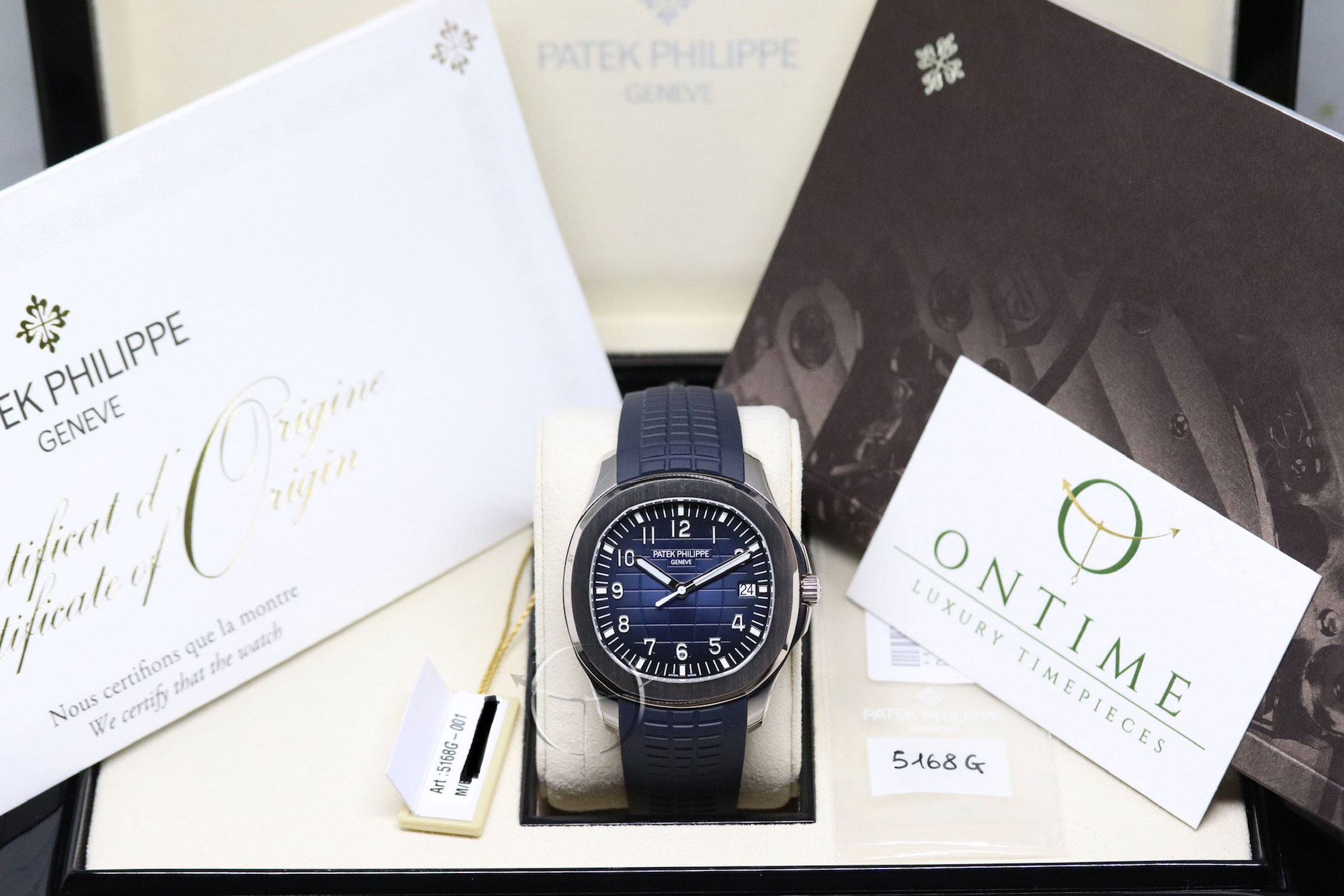 Patek Philippe 5168G-001 Aquanaut Blue Dial 42mm White Gold Watch Box and  Papers